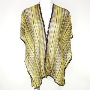 Do Everything in Love Striped Kimono Cardigan‎ OS Crochet Knit 70's Boho Retro